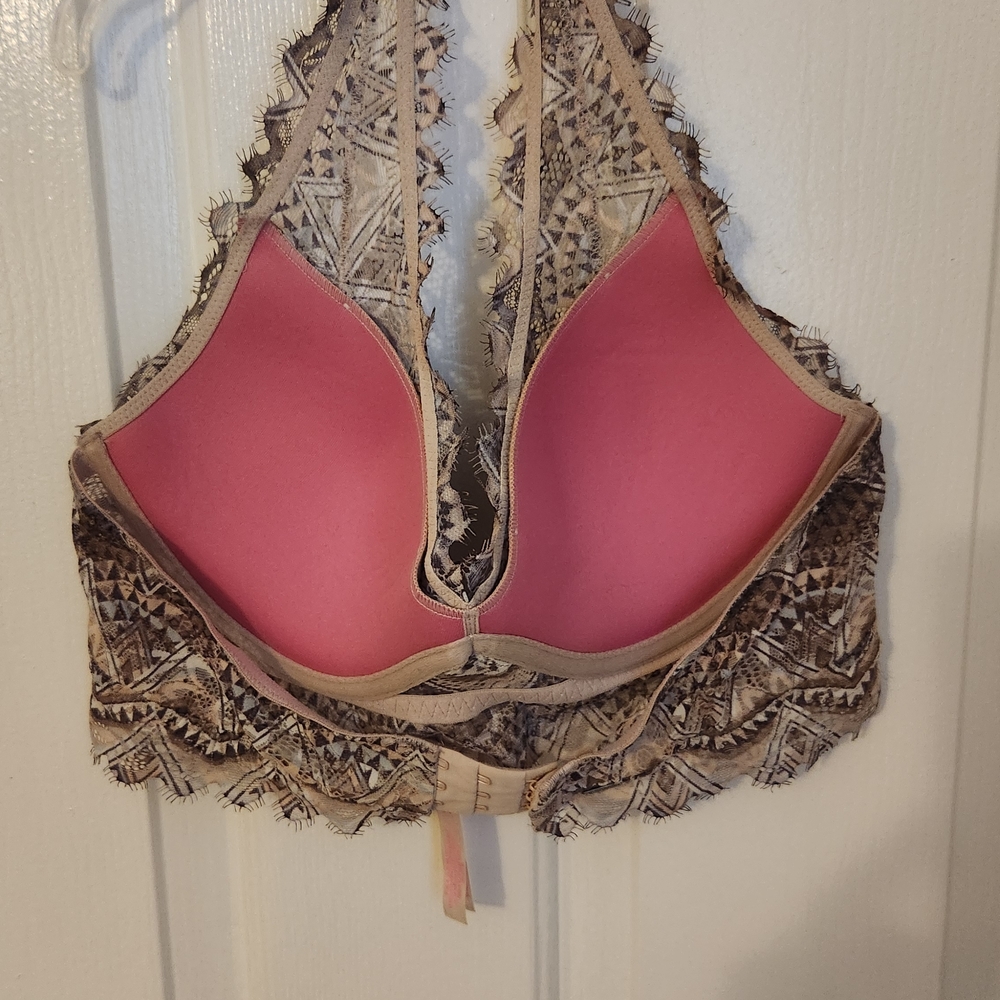 PINK Victoria's Secret Geometric Lace Bralette - Brown and Cream - Picture 3 of 11